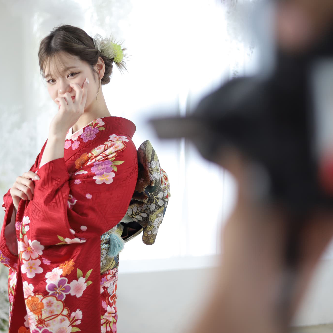 橿原市の成人式_フォトスタジオワタナベ(渡辺写真館)_橿原市_大和高田市_桜井市_振袖_スタジオ撮影_撮影風景_写真
